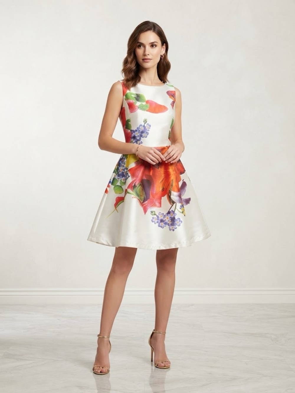 ✨ Chelsea Floral Fit & Flare Cocktail Dress Wearable Art Sleeveless Size Small